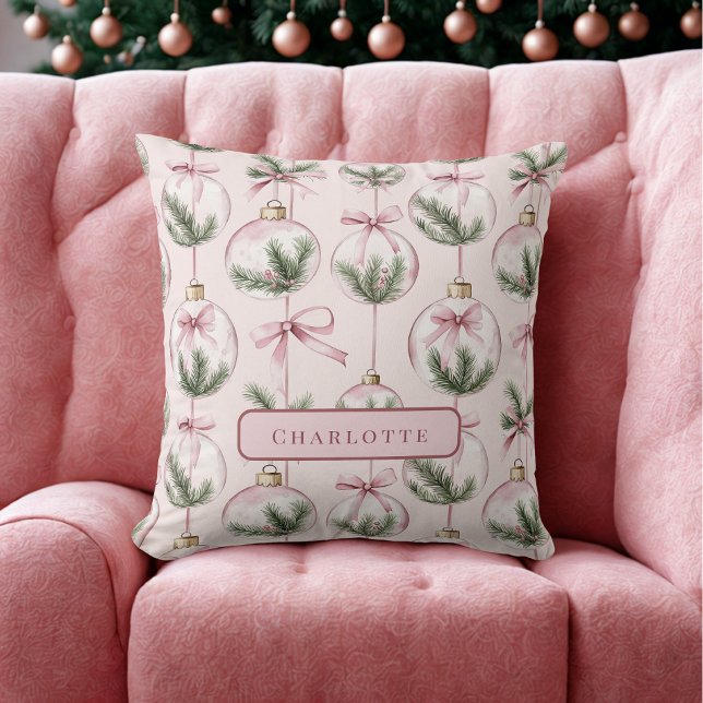 Almohada personalizada de adorno de Navidad rosa m (Subido por el creador)