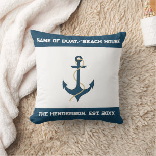 Almohada personalizada de ancla náutica