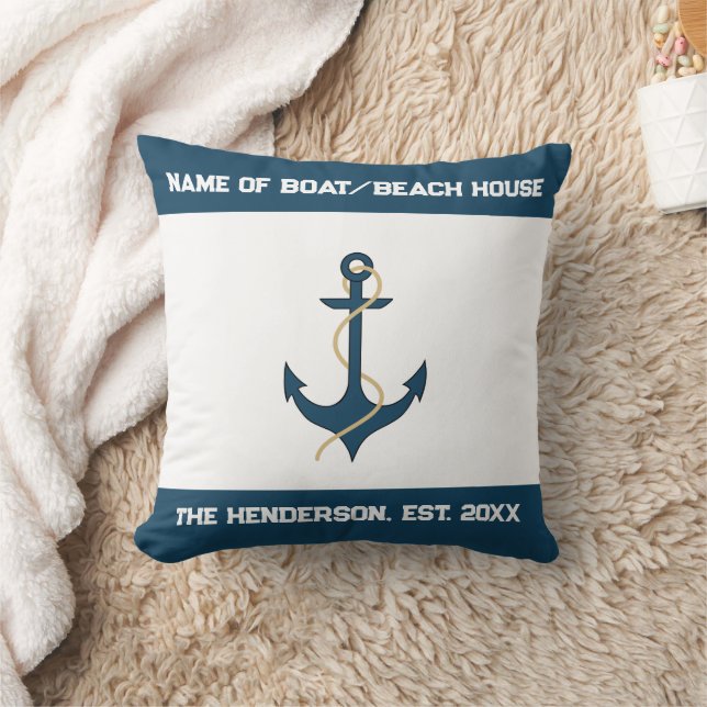 Almohada personalizada de ancla náutica (Manta)