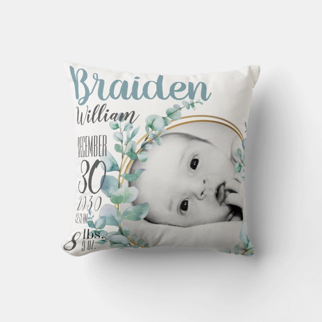 Almohada personalizada de anuncio de nacimiento de (Anverso)