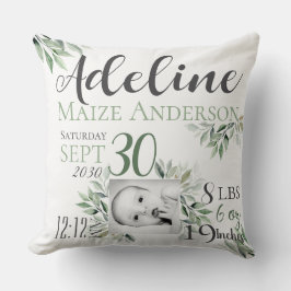 Almohada personalizada de anuncio de nacimiento de