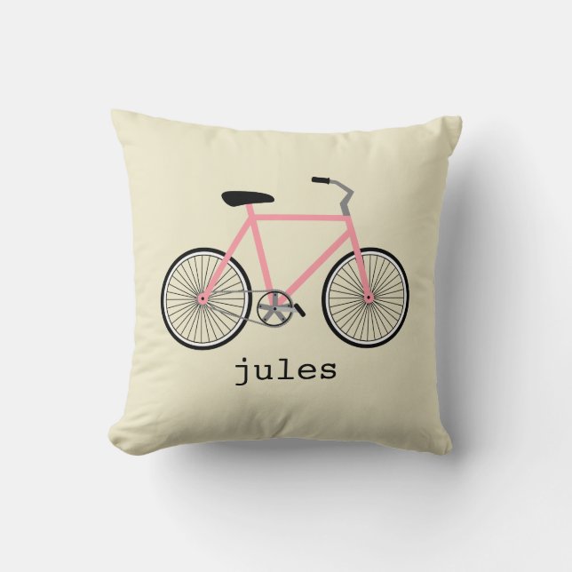 Almohada personalizada de bicicleta rosa (Anverso)
