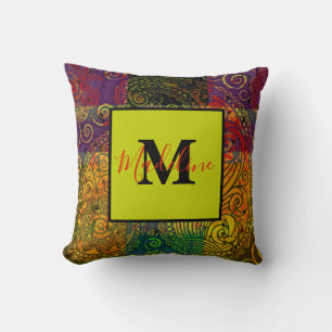 almohada personalizada de bloque de color paisley