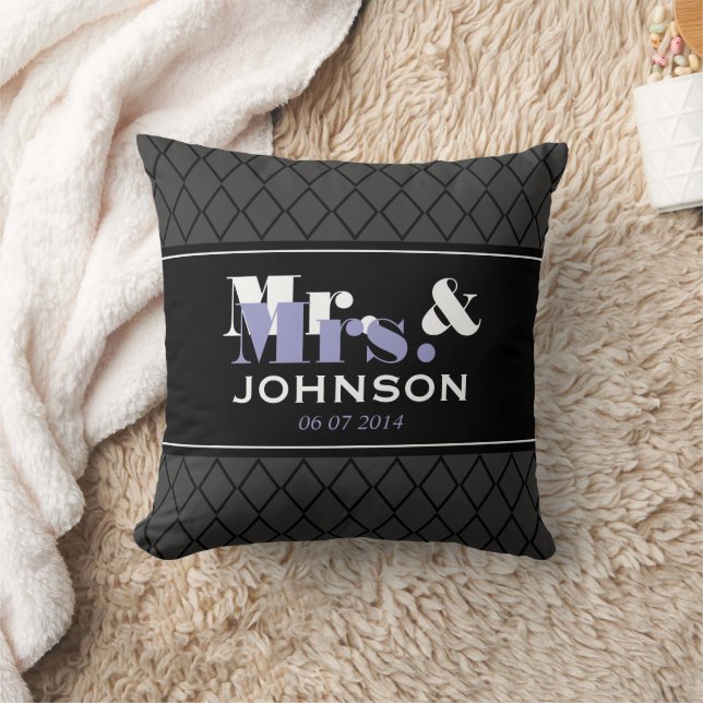 Almohada personalizada de boda para Sr y Sra (Manta)