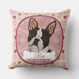 Almohada personalizada de Boston Terrier con coraz
