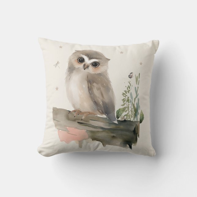Almohada personalizada de búho para lanzar (Anverso)