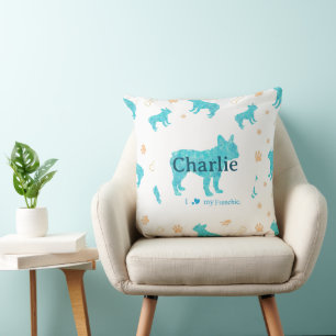 Almohada personalizada de bulldog francés azul pas
