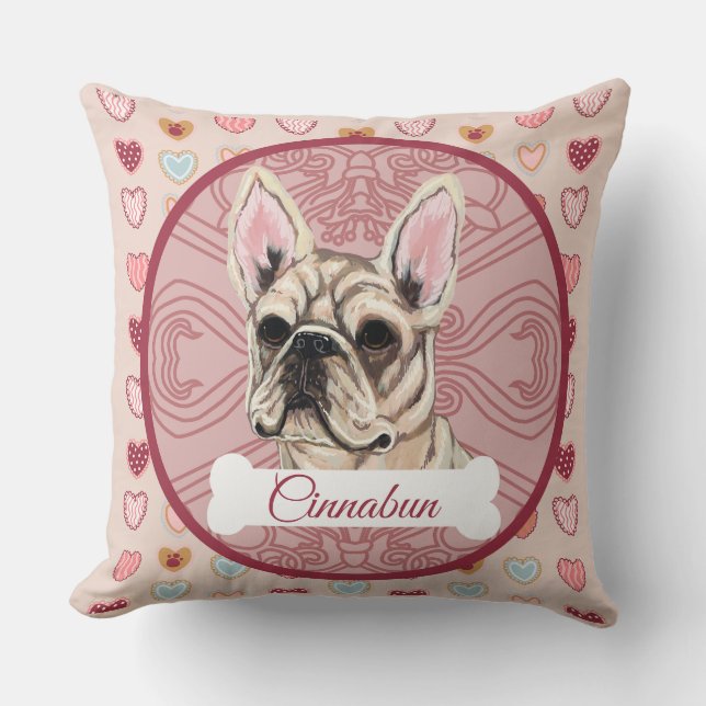 Almohada personalizada de Bulldog francés broncead (Anverso)