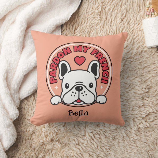 Almohada personalizada de Bulldog Francés con cita (Manta)