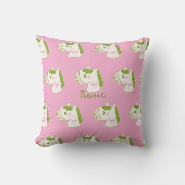 Almohada personalizada de caballos lindos en paste (Anverso)