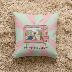 Almohada personalizada de caniche con foto TV past