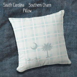 Almohada personalizada de Carolina del Sur con lun