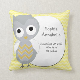 Almohada personalizada de chevron gris de búho