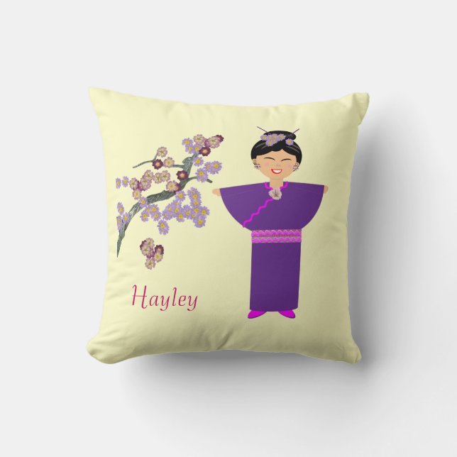 Almohada personalizada de Chica Geisha (Anverso)