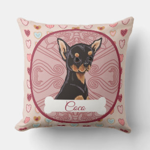 Almohada personalizada de Chihuahua negro y bronce