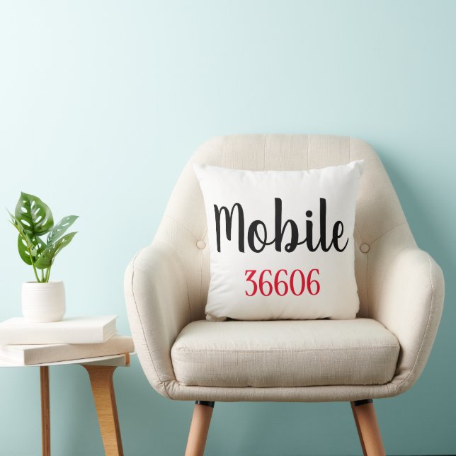 Almohada personalizada de ciudad y código postal (Silla)