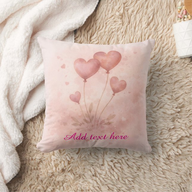 Almohada personalizada de corazón con globos (Manta)
