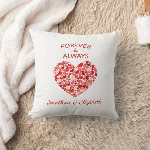 Almohada personalizada de corazón rojo "Por siempr