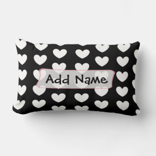 Almohada personalizada de corazones en blanco y ne