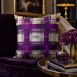 Almohada personalizada de cuadros púrpura chic