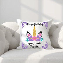 Almohada personalizada de cumpleaños feliz de unic