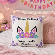 Almohada personalizada de cumpleaños feliz de unic