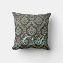 Almohada personalizada de Damasco marrón / Verde a