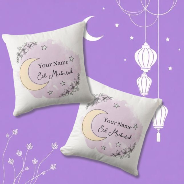 Almohada personalizada de Eid Mubarak de lavanda (Subido por el creador)