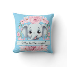 Almohada personalizada de elefante rosa