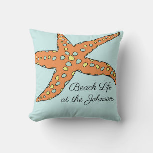 Almohada personalizada de estrella de mar de vida 