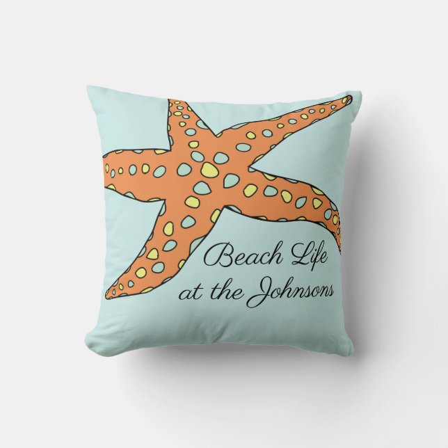 Almohada personalizada de estrella de mar de vida  (Anverso)