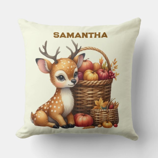 Almohada personalizada de felpa con cervatillo (Anverso)