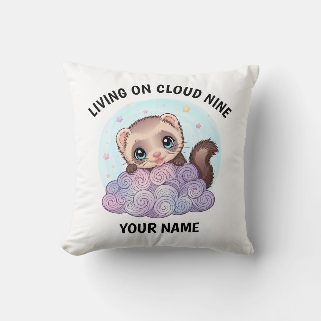 Almohada personalizada de ferret adorable (Anverso)