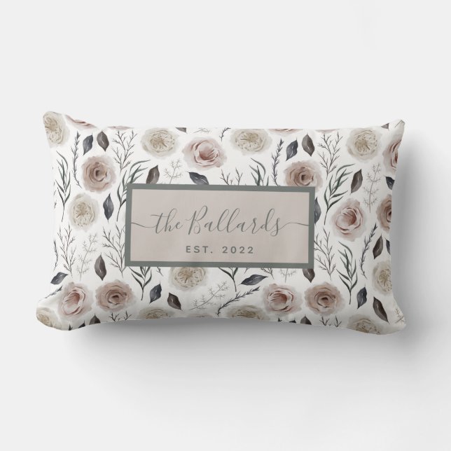 Almohada personalizada de flores acuarela (Anverso)