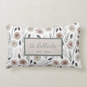 Almohada personalizada de flores acuarela