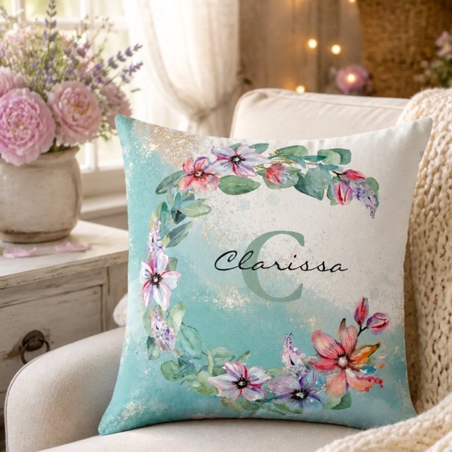 Almohada personalizada de flores acuarela (Subido por el creador)