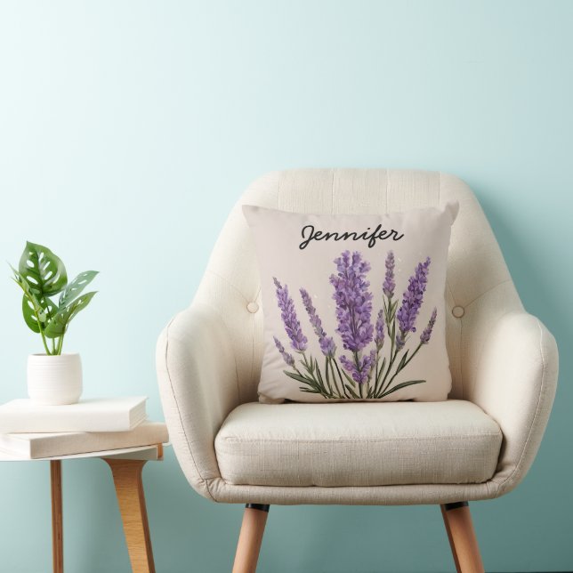 Almohada Personalizada de Flores de Lavanda, Regal (Silla)