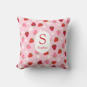 Almohada personalizada de fresa y margarita para b