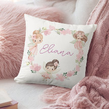 Almohada personalizada de hadas florales lindas