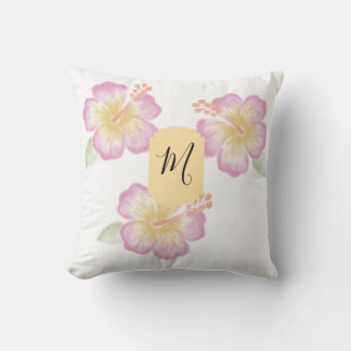 Almohada personalizada de hibisco con acuarela a m
