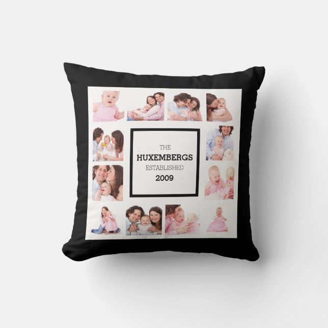 Almohada personalizada de la foto de familia con (Anverso)