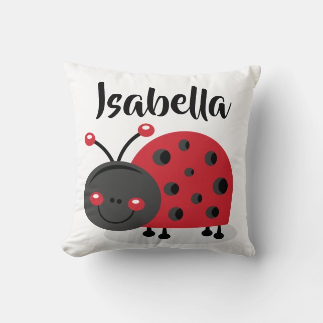 Almohada personalizada de la mariquita del cuarto (Anverso)