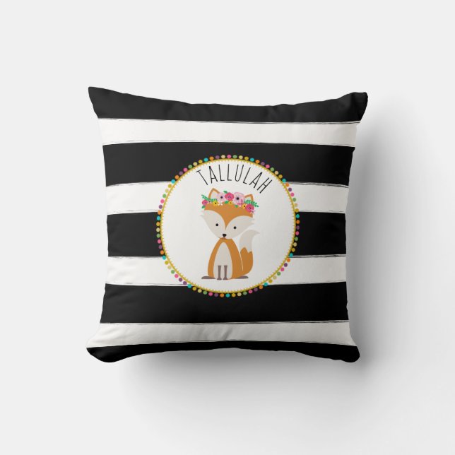 Almohada personalizada de la raya del Fox del bebé (Anverso)