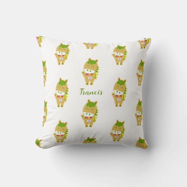 Almohada Personalizada de la Suerte del Año del Ca (Anverso)