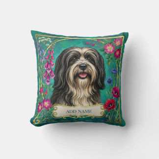Almohada personalizada de Lhasa Apso en blanco y n