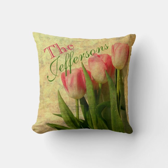 Almohada personalizada de los tulipanes del (Anverso)