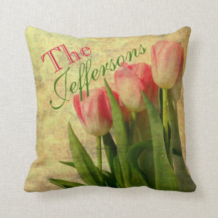 Almohada personalizada de los tulipanes del