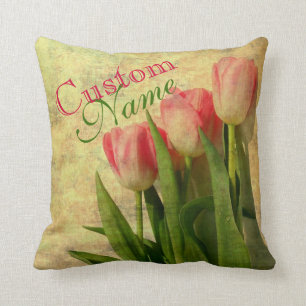 Almohada personalizada de los tulipanes del