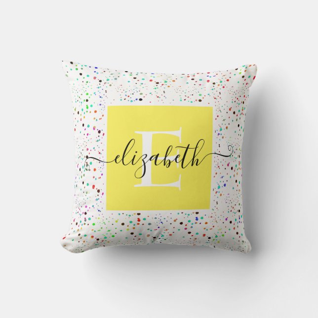 Almohada personalizada de lunares coloridos (Anverso)