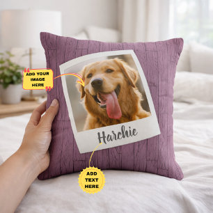 Almohada personalizada de madera rústica con foto 